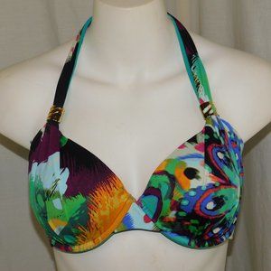 A. Che Halter Bikini Top GoldTone Accents